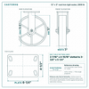 12 x 3 in cast iron rigid caster reference drawing, side, front and top plate views with dimensions