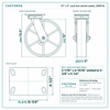 12 x 3 in cast iron swivel caster reference drawing, side, front and top plate views with dimensions
