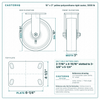 10 x 3 in yellow polyurethane rigid caster reference drawing, side, front and top plate views with dimensions