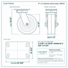 8 x 3 in phenolic swivel caster reference drawing, side, front and top plate views with dimensions