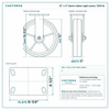 12 x 3 in black rubber rigid caster reference drawing, side, front and top plate views with dimensions