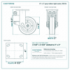 6 x 2 in gray rubber rigid caster reference drawing, side, front and top plate views with dimensions
