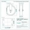 12 x 3 in yellow polyurethane rigid caster reference drawing, side, front and top plate views with dimensions