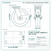 12 x 3 in phenolic swivel caster with brake reference drawing, side, front and top plate views with dimensions