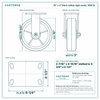 10 x 3 in black rubber rigid caster reference drawing, side, front and top plate views with dimensions