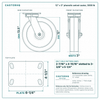 12 x 3 in phenolic swivel caster reference drawing, side, front and top plate views with dimensions