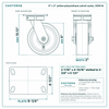 8 x 3 in yellow polyurethane swivel caster reference drawing, side, front and top plate views with dimensions