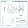 8 x 3 in yellow polyurethane swivel caster reference drawing, side, front and top plate views with dimensions