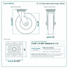 8 x 2 in black nylon swivel caster reference drawing, side, front and top plate views with dimensions