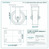 8 x 3 in yellow polyurethane rigid caster reference drawing, side, front and top plate views with dimensions