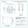 6 x 2 in maroon polyurethane rigid caster reference drawing, side, front and top plate views with dimensions