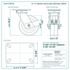 8 x 3 in phenolic swivel caster with brake reference drawing, side, front and top plate views with dimensions
