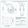 6 x 2 in maroon polyurethane swivel caster reference drawing, side, front and top plate views with dimensions