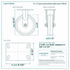 8 x 2 in green polyurethane rigid caster reference drawing, side, front and top plate views with dimensions
