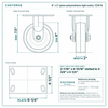 6 x 2 in green polyurethane rigid caster reference drawing, side, front and top plate views with dimensions