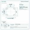 Top plate bolt pattern drawing, ["4\" x 4-1/2\""] plate, slotted bolt holes