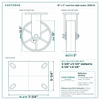 10 x 3 in cast iron rigid caster reference drawing, side, front and top plate views with dimensions