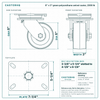 6 x 3 in green polyurethane swivel caster reference drawing, side, front and top plate views with dimensions