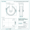 10 x 3 in green polyurethane rigid caster reference drawing, side, front and top plate views with dimensions