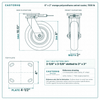 8 x 2 in orange polyurethane swivel caster reference drawing, side, front and top plate views with dimensions