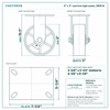 8 x 3 in cast iron rigid caster reference drawing, side, front and top plate views with dimensions