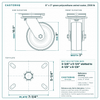 8 x 3 in green polyurethane swivel caster reference drawing, side, front and top plate views with dimensions