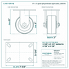 6 x 3 in green polyurethane rigid caster reference drawing, side, front and top plate views with dimensions