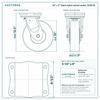 10 x 3 in black nylon swivel caster reference drawing, side, front and top plate views with dimensions