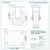 8 x 3 in phenolic rigid caster reference drawing, side, front and top plate views with dimensions
