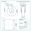 10 x 3 in black nylon swivel caster reference drawing, side, front and top plate views with dimensions