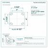 Top plate bolt pattern drawing, ["4\" x 4-1/2\""] plate, slotted bolt holes