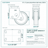 10 x 3 in green polyurethane rigid caster reference drawing, side, front and top plate views with dimensions