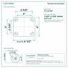 Top plate bolt pattern drawing, ["4\" x 4-1/2\""] plate, slotted bolt holes