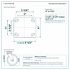 Top plate bolt pattern drawing, ["4\" x 4-1/2\""] plate, slotted bolt holes