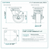 4 x 2 in steel swivel caster reference drawing, side, front and top plate views with dimensions