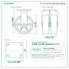 6 x 2 in cast iron rigid caster reference drawing, side, front and top plate views with dimensions