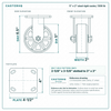 5 x 2 in steel rigid caster reference drawing, side, front and top plate views with dimensions