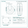 8 x 2 in phenolic rigid caster reference drawing, side, front and top plate views with dimensions