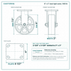 6 x 2 in steel rigid caster reference drawing, side, front and top plate views with dimensions