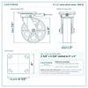6 x 2 in steel swivel caster reference drawing, side, front and top plate views with dimensions
