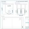 6 x 3-7/12 in steel rigid caster reference drawing, side, front and top plate views with dimensions