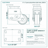 6 x 3 in green polyurethane rigid caster reference drawing, side, front and top plate views with dimensions