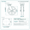 8 x 2 in steel swivel caster reference drawing, side, front and top plate views with dimensions