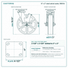 8 x 2 in steel swivel caster reference drawing, side, front and top plate views with dimensions