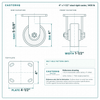 4 x 1-1/2 in steel rigid caster reference drawing, side, front and top plate views with dimensions