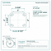Top plate bolt pattern drawing, ["4\" x 4-1/2\""] plate, slotted bolt holes
