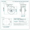 5 x 2 in black nylon swivel caster with brake reference drawing, side, front and top plate views with dimensions