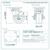 4 x 2 in green polyurethane swivel caster reference drawing, side, front and top plate views with dimensions