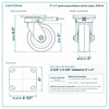 5 x 2 in green polyurethane swivel caster reference drawing, side, front and top plate views with dimensions