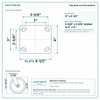 Top plate bolt pattern drawing, ["4\" x 4-1/2\""] plate, slotted bolt holes